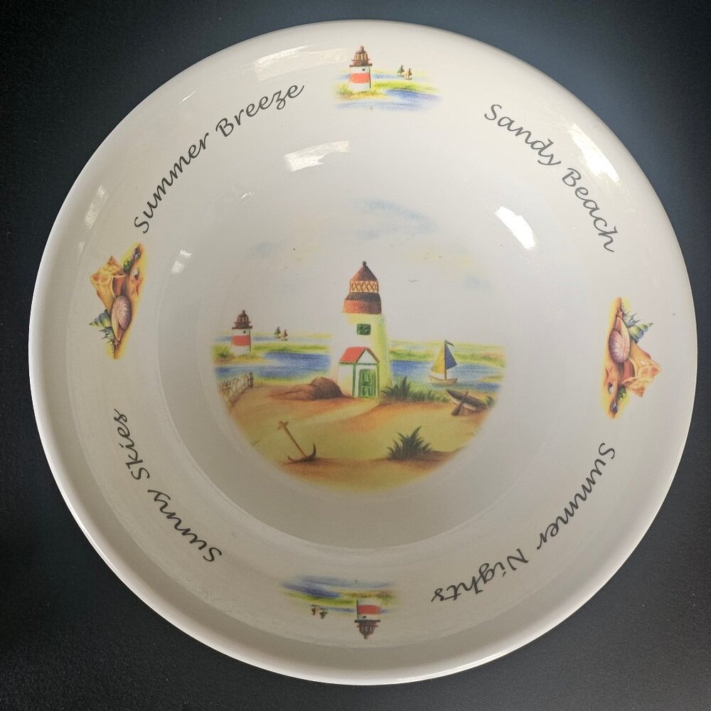 Vintage Trisa Melmac Large 12 Inch Serving Bowl Beach/Nautical Theme